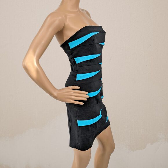 Vintage 90s y2k Jessica McClintock Mini Dress Formal Strapless Trashy 6 Petite - Picture 3 of 14